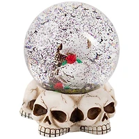 LED Lighted Skulls and Roses Halloween Snow Globe with Sound - 6"