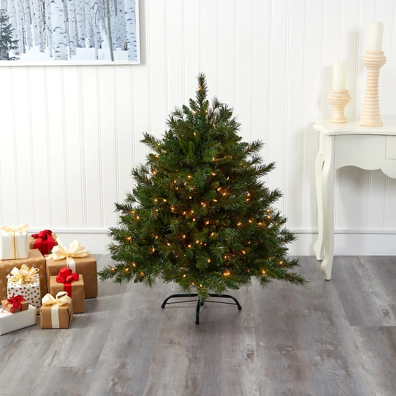 4ft. Pre-Lit Wyoming Mixed Pine Artificial Christmas Tree, Clear LED Lights