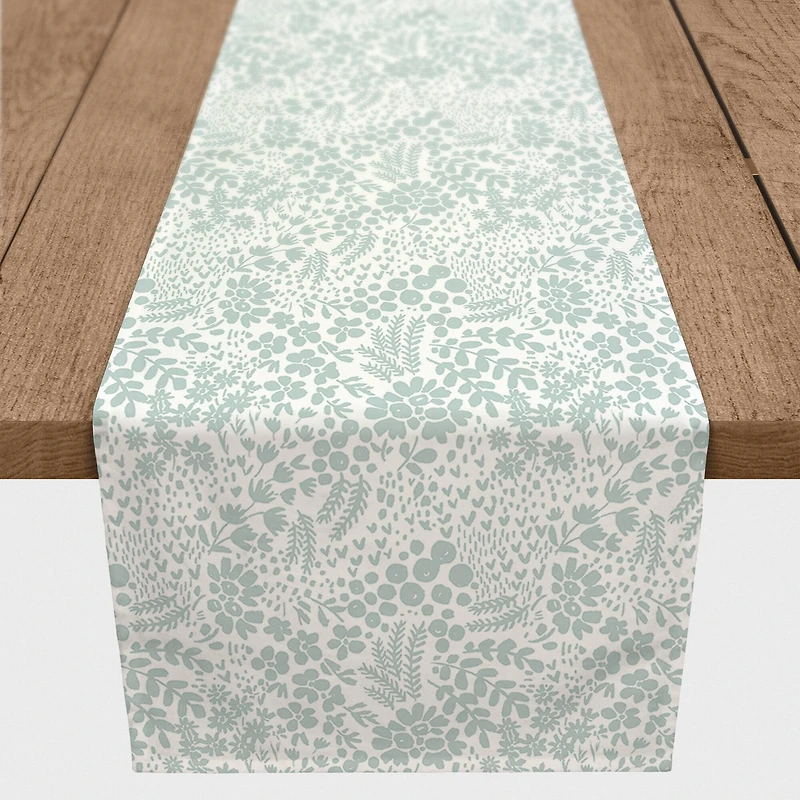 90" Dainty Floral Cotton Twill Table Runner