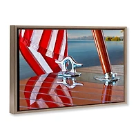 Stupell Industries Flag On Boat Hull Floater Framed Art