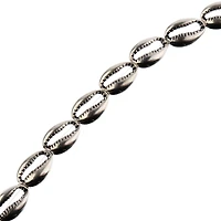 John Bead Antique Silver Metal Cowrie Beads, 16mm