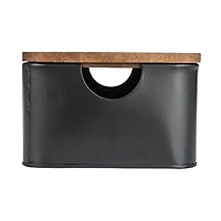 Hello Honey® Black Metal Containers with Mango Wood Lids Set