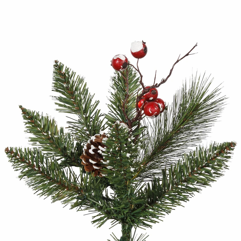 6ft. Pre-Lit Snow Tipped Pine & Berry Artificial Christmas Tree, Clear Dura-Lit® Lights