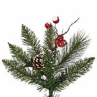 6ft. Pre-Lit Snow Tipped Pine & Berry Artificial Christmas Tree, Clear Dura-Lit® Lights
