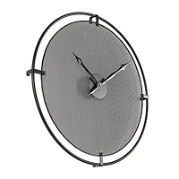 Industrial Black Metal & Gray Mesh Wall Clock