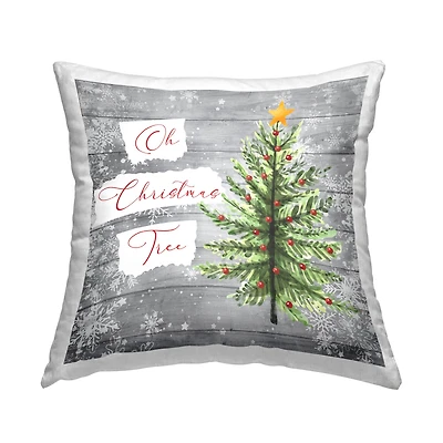 Stupell Industries Oh Christmas Tree Winter Snowflakes Throw Pillow