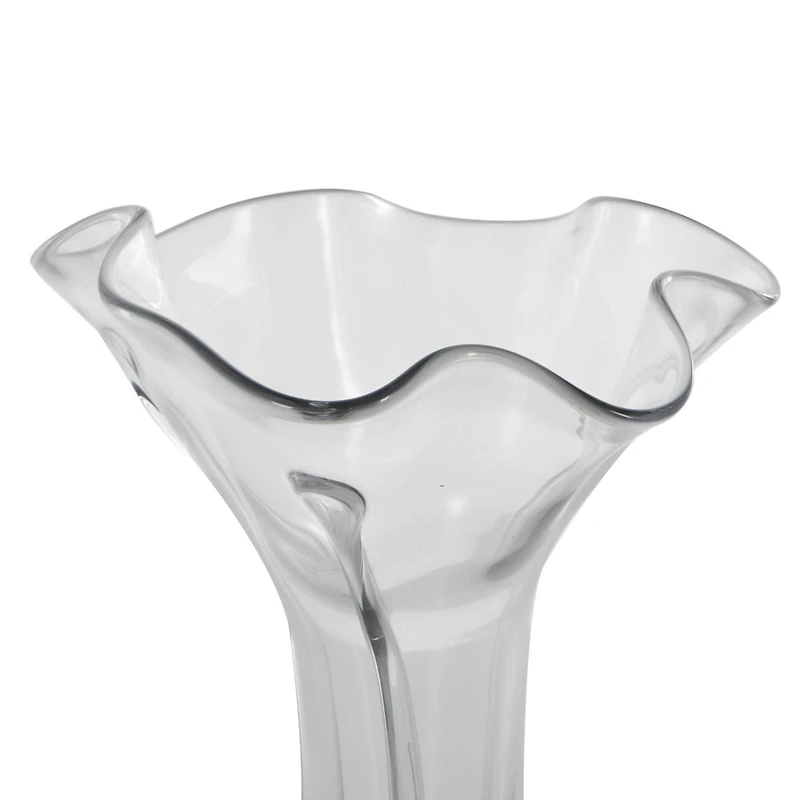 Clear Abstract Fluted Tulip Glass Vase