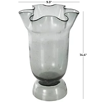 Black Glass Vase Set with Wavy Opening & Gold Speckles