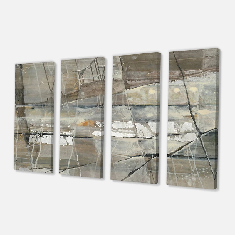 Designart - Grey Silver Geometric Composition