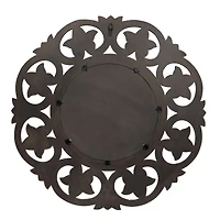 Hello Honey® Walnut Round Carved Botanical Framed Wall Mirror