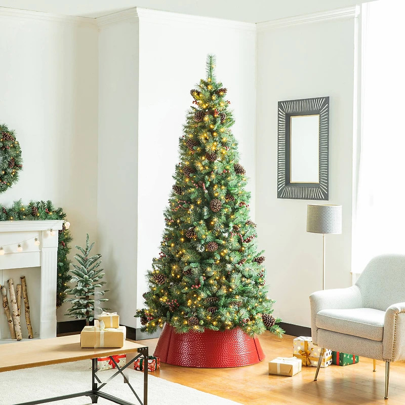 Glitzhome® Red 40.5" Hammered Metal Tree Collar