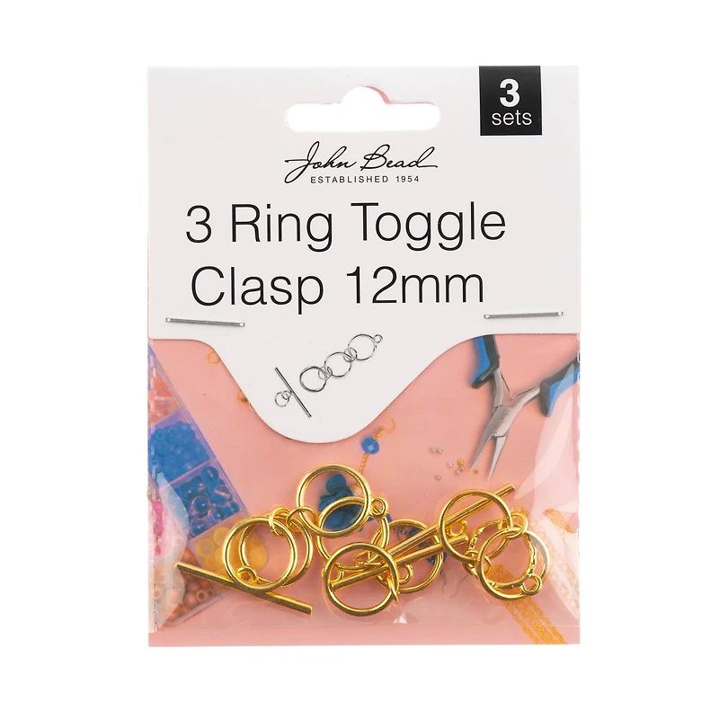 John Bead Must Have Findings 12mm 3-Ring Toggle Clasps