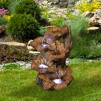 22" LED Wood Design Outdoor Garden Water Fountain