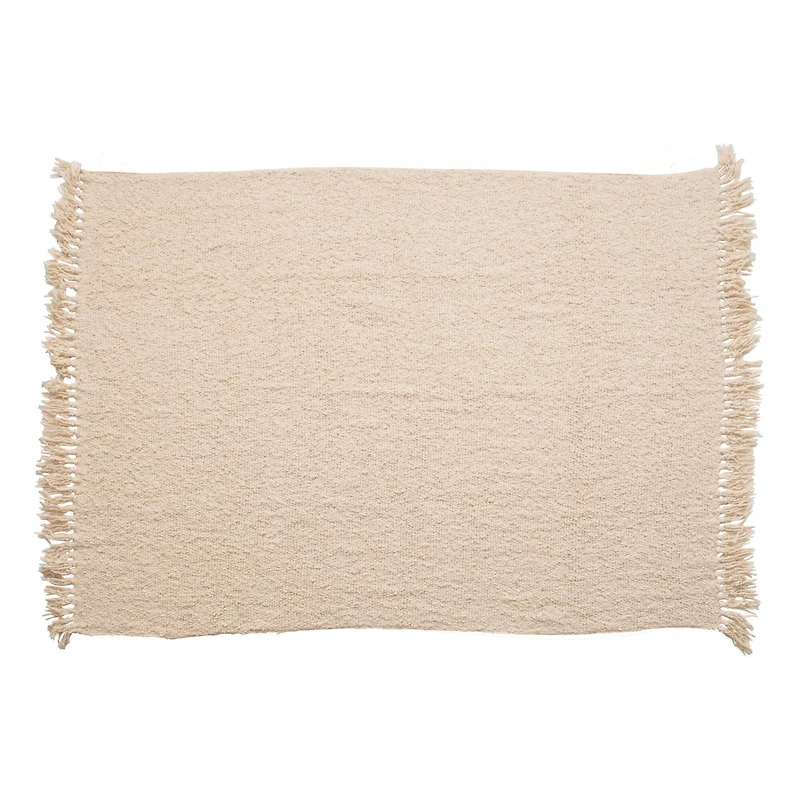 Hello Honey® Cream Cotton Blend Bouclé Throw with Fringe
