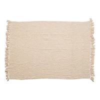 Hello Honey® Cream Cotton Blend Bouclé Throw with Fringe