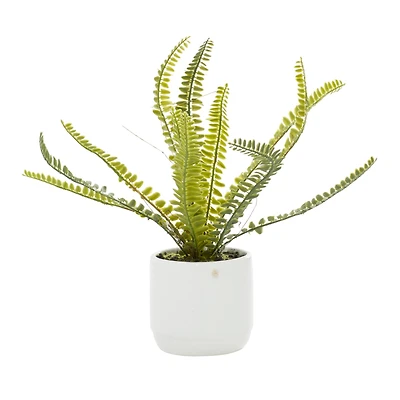 White Ceramic Contemporary Artificial Foliage, 14" x 12" x 13"