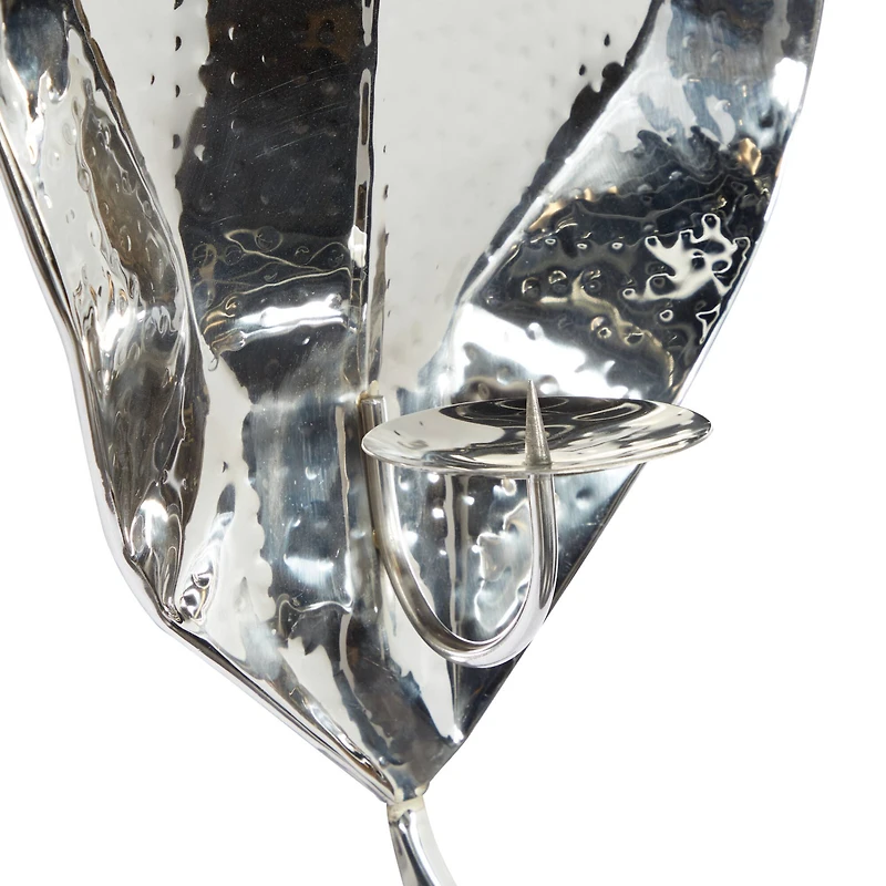 Silver Stainless Steel Candlestick Holders, 21" x 12" x 5"