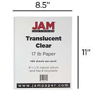 JAM Paper Translucent Clear 8.5" x 11" 17lb. Vellum Paper