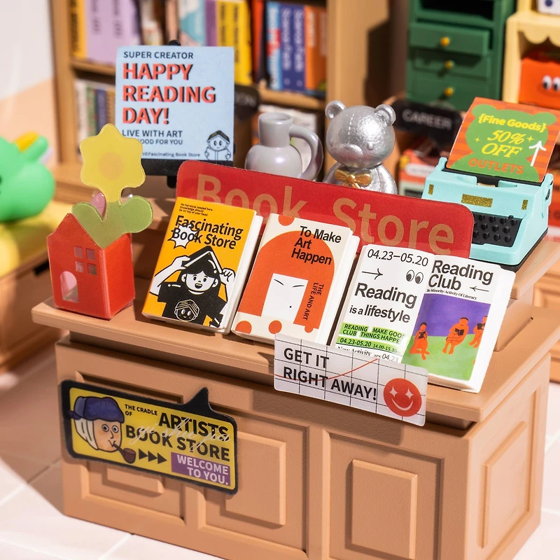 Rolife® Super Creator Fascinating Book Store DIY Miniature Kit