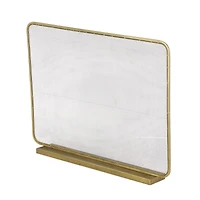 37.75" Gold Metal 1-Panel Living Room Fireplace Screen with Rounded Edges and Rectangular Base