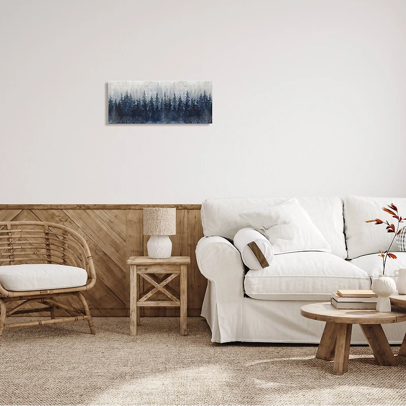 Stupell Industries Rustic Blue Forest Tree Line Fir Woodland Canvas Wall Art