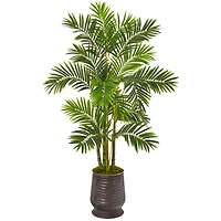 5.25ft. Areca Palm Tree in Ribbed Metal Planter