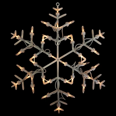13.5" Lighted Snowflake Christmas Window Silhouette Decoration