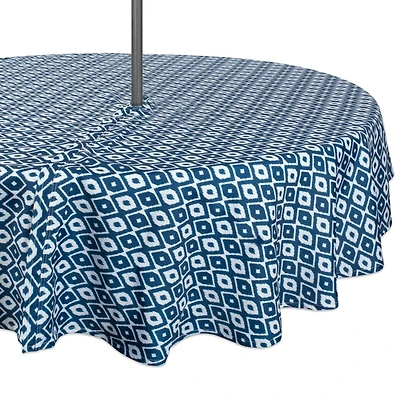 DII® 60" Round Blue Ikat Outdoor Tablecloth with Zipper