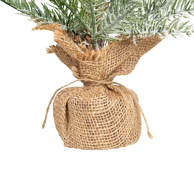 17.5" Unlit Flocked Artificial Christmas Tree with Burlap Base