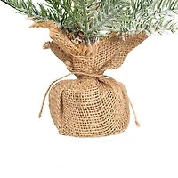17.5" Unlit Flocked Artificial Christmas Tree with Burlap Base