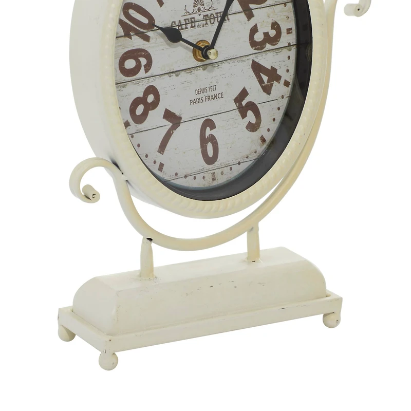 12" Black & White Metal Oval Clock Set
