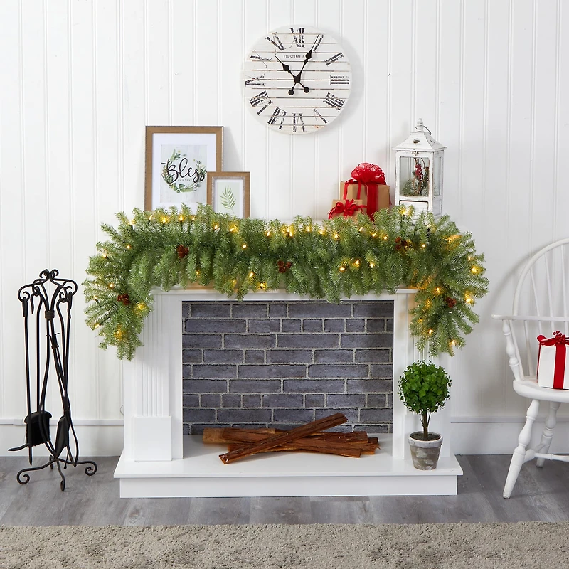 6ft. LED Christmas Pine & Pinecone Garland