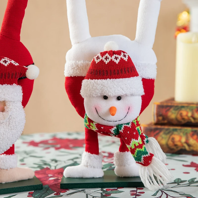 Glitzhome® Upside Down Fabric Santa & Snowman Table Décor Set
