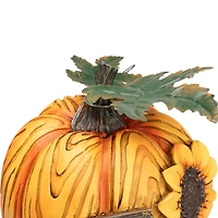 6.5" Brown & Yellow Sunflower Blessings Thanksgiving Tabletop Pumpkin Décor