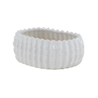 Set of 3 White Stoneware Traditional Planter, 9", 13", 17"