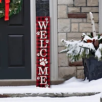Glitzhome® 42" Plaid Pet "WELCOME" Wooden Porch Sign