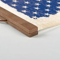 Rustic American Flag Teak Hanging Canvas