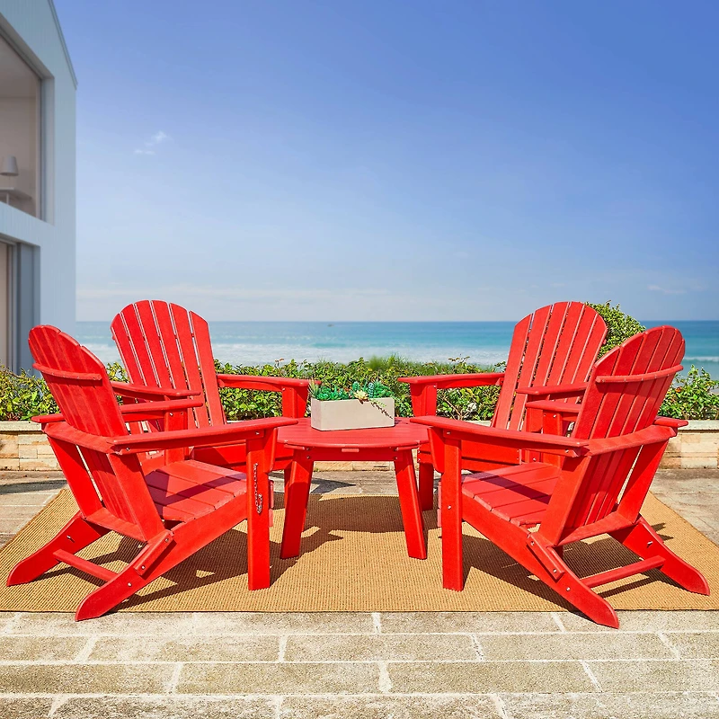 Glitzhome® 32" Red Round Outdoor Coffee Table