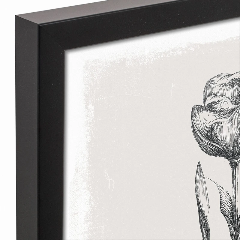 Floral Stems Sketch 13.73" x 19.73" Black Framed Canvas