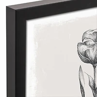 Floral Stems Sketch 13.73" x 19.73" Black Framed Canvas