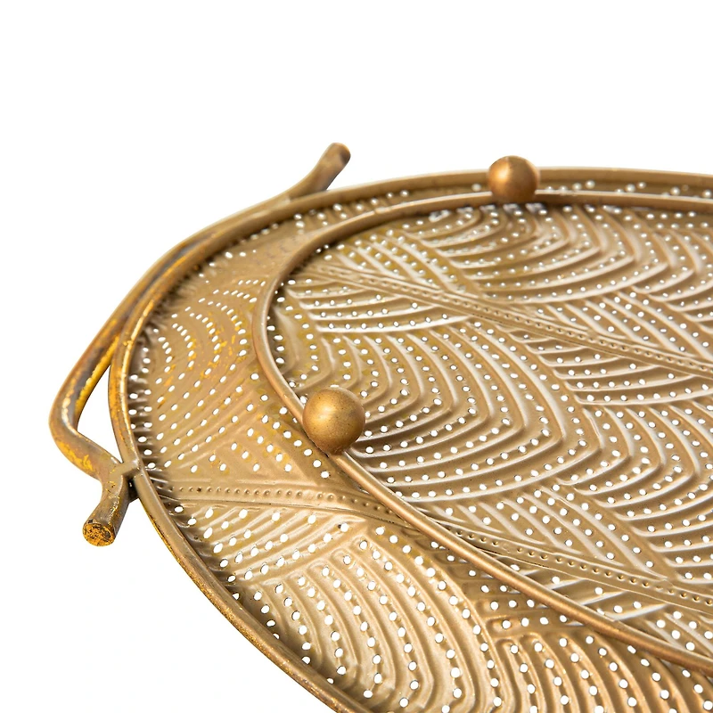 Glitzhome® Gold Oval Metal Decorative Trays Set