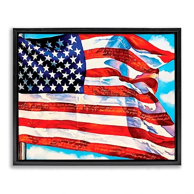 Stupell Industries Windblown American Flag Floater Framed Art