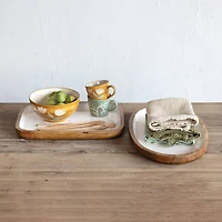 Hello Honey® 16" White Enameled Mango Wood Tray