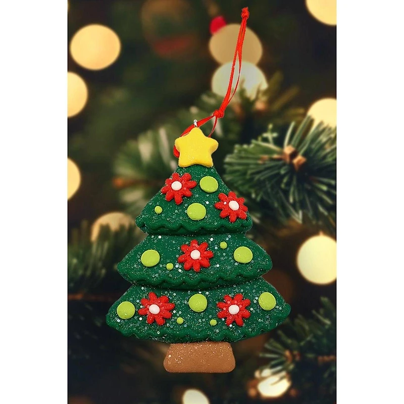 Wizardi 4" Glossy Gingerbread Christmas Tree Ornament