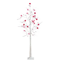 6ft. Pre-Lit Artificial Valentine's Day Twig Tree with 96 Heart Shaped LED Lights and Red Berries
