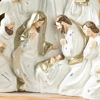 Glitzhome® 13" Ivory & Gold Resin Nativity Figurine