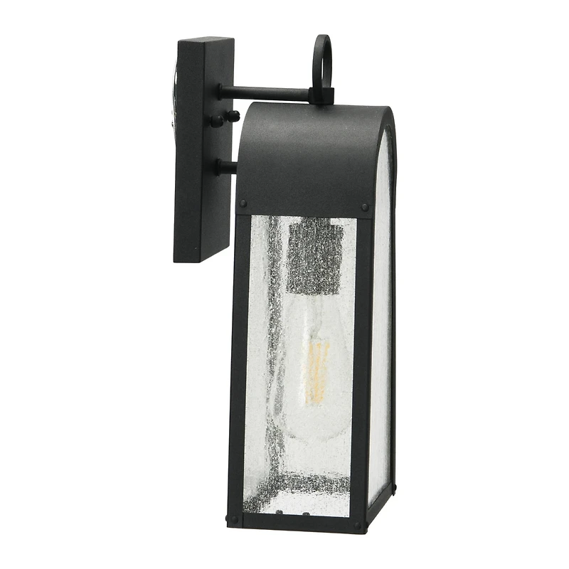 Hello Honey® Robert Stevenson Lighting Revere 14" Textured Black Metal & Seedy Glass Outdoor Light