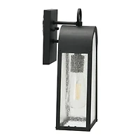 Hello Honey® Robert Stevenson Lighting Revere 14" Textured Black Metal & Seedy Glass Outdoor Light
