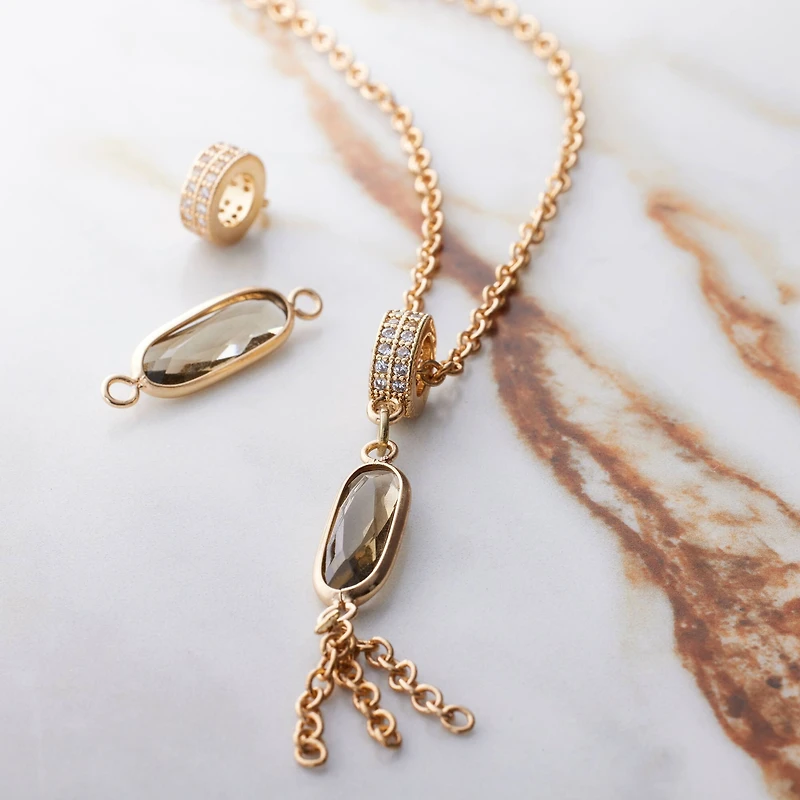 Gold & Natural Gray Oval Connectors, 21mm by Bead Landing™