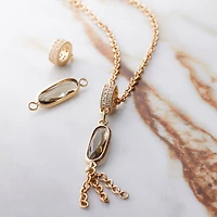 Gold & Natural Gray Oval Connectors, 21mm by Bead Landing™